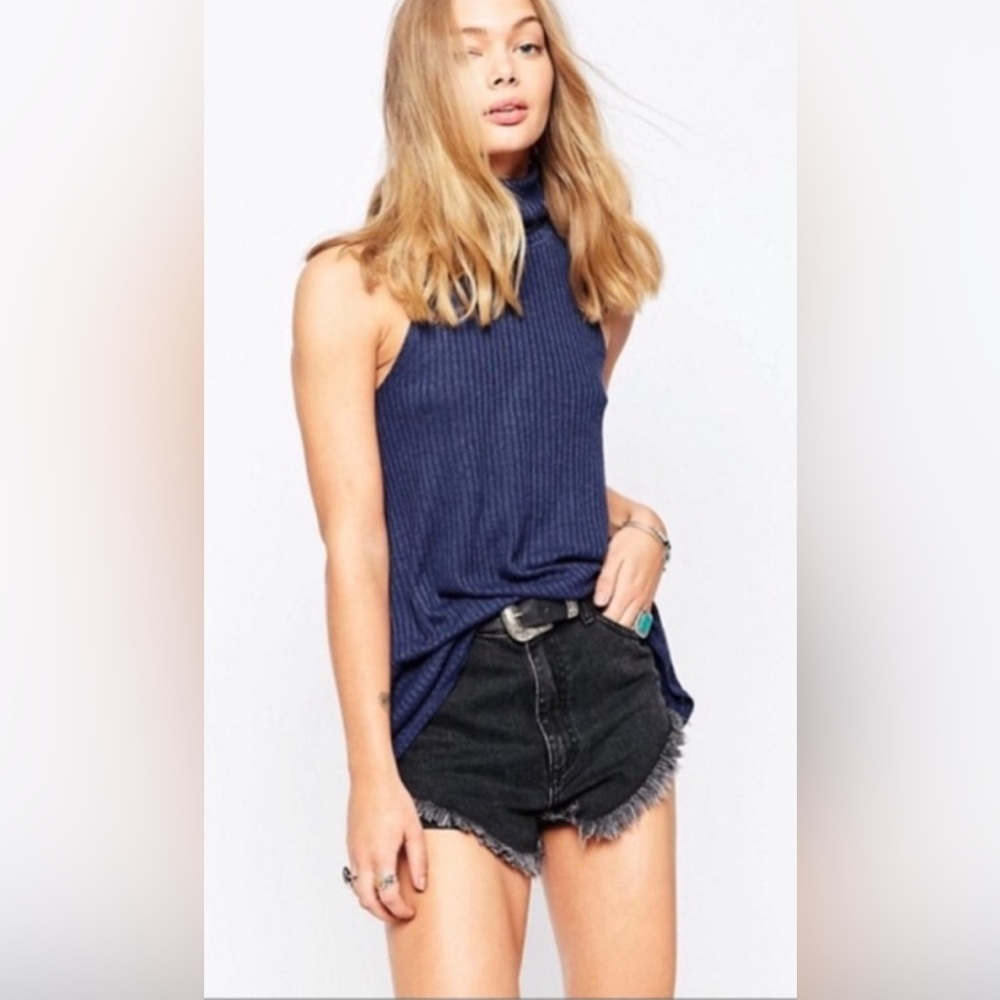 We the Free by Free People blue Ribbed Tank